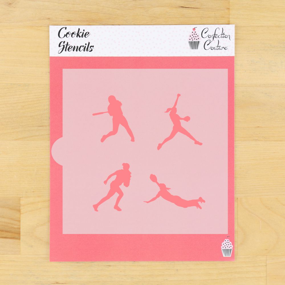 Softball Players Cookie Stencil