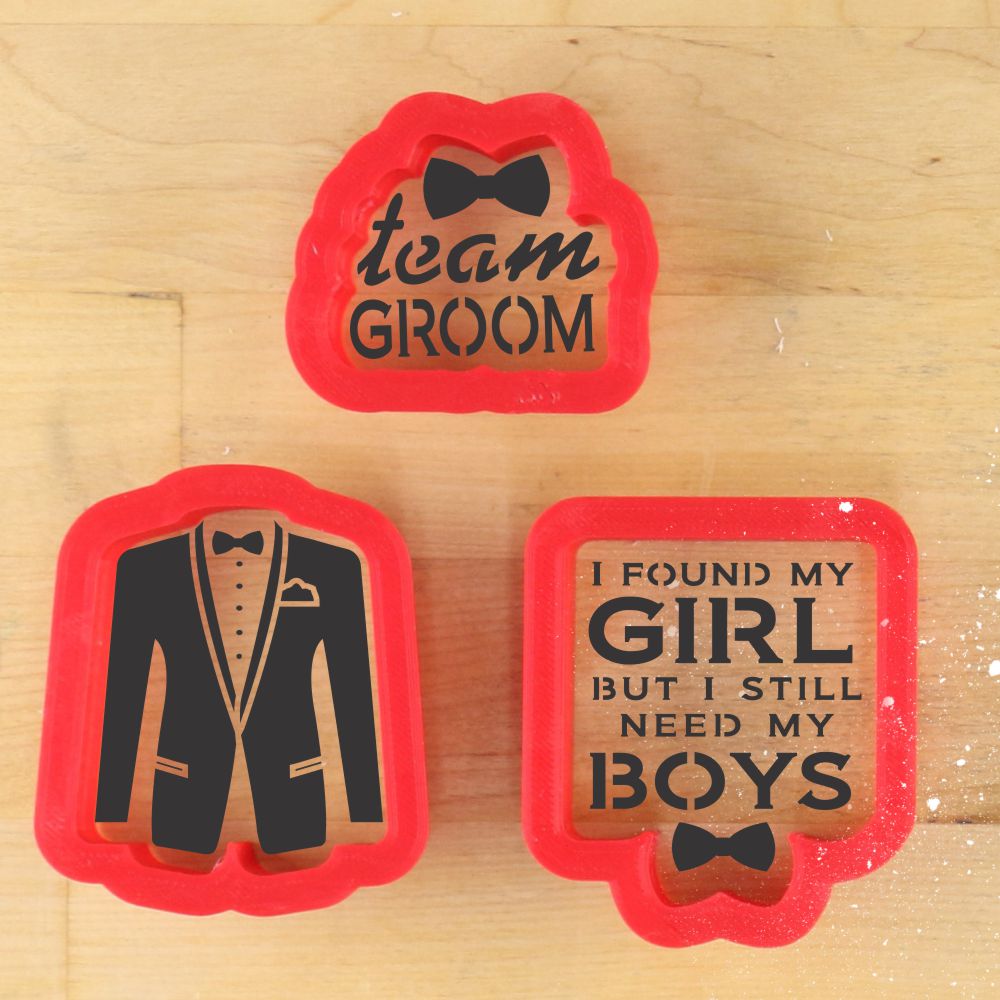 Team Groom Cookie Stencils with Matching Cookie Cutters