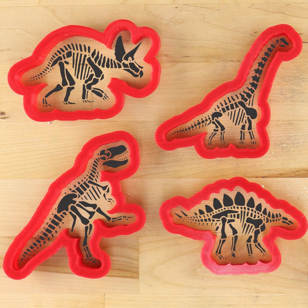 Dinosaur Skeleton Cookie Stencil With Cookie Cutter – Confection Couture  Stencils