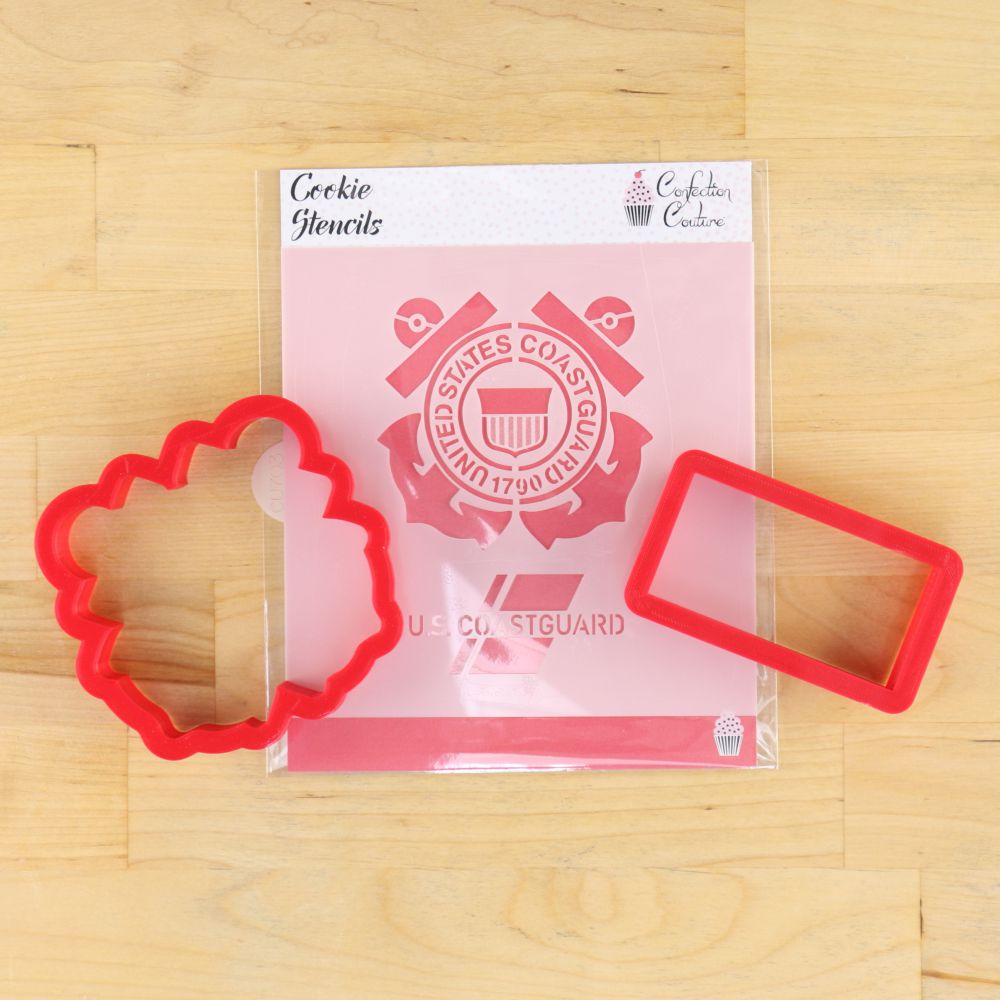 Coast Guard Cookie Stencil with matching coast guard cookie cutters