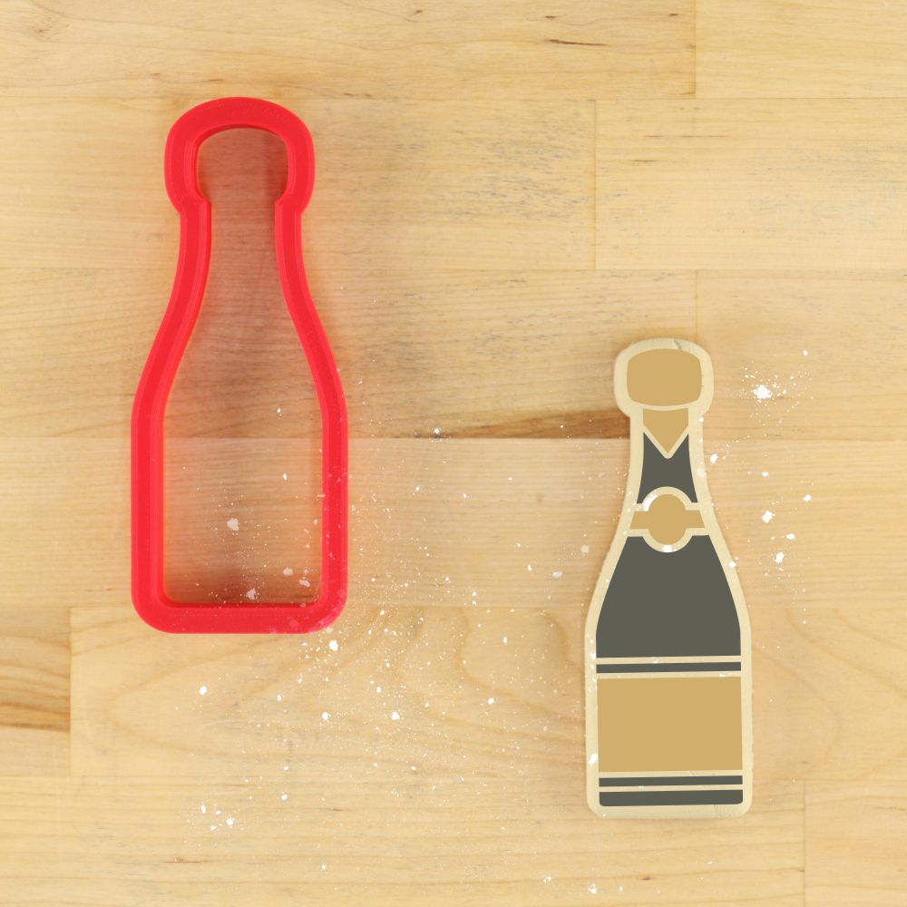 Champagne Bottle Cookie Stencil and Matching Cookie Cutter