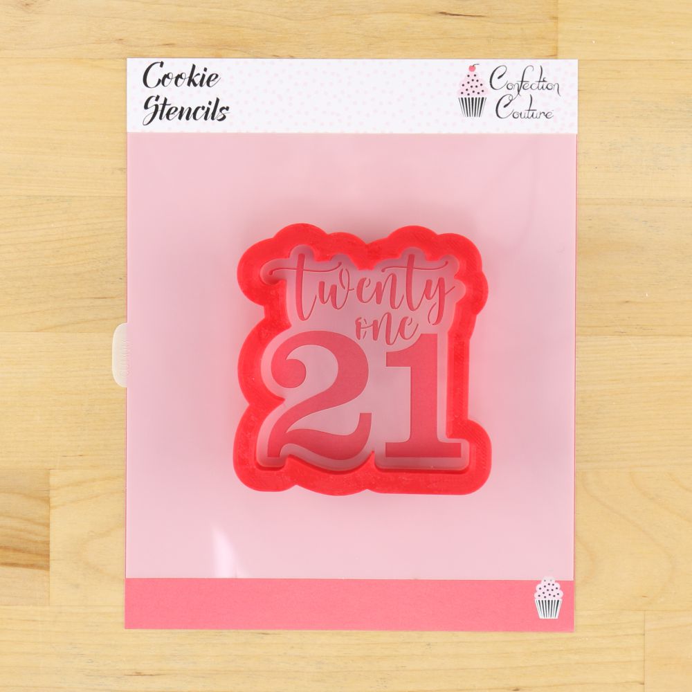 Twenty One Birthday Cookie Stencil WITH COOKIE CUTTER