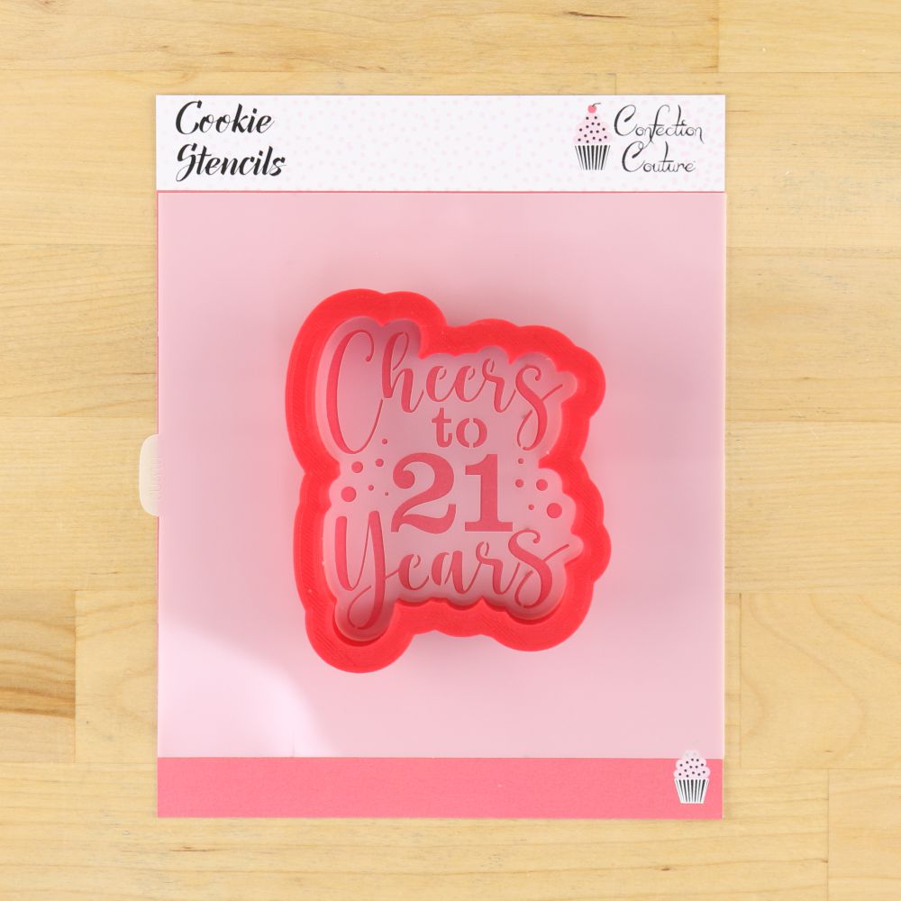 Cheers to Twenty One Years Birthday Cookie Stencil