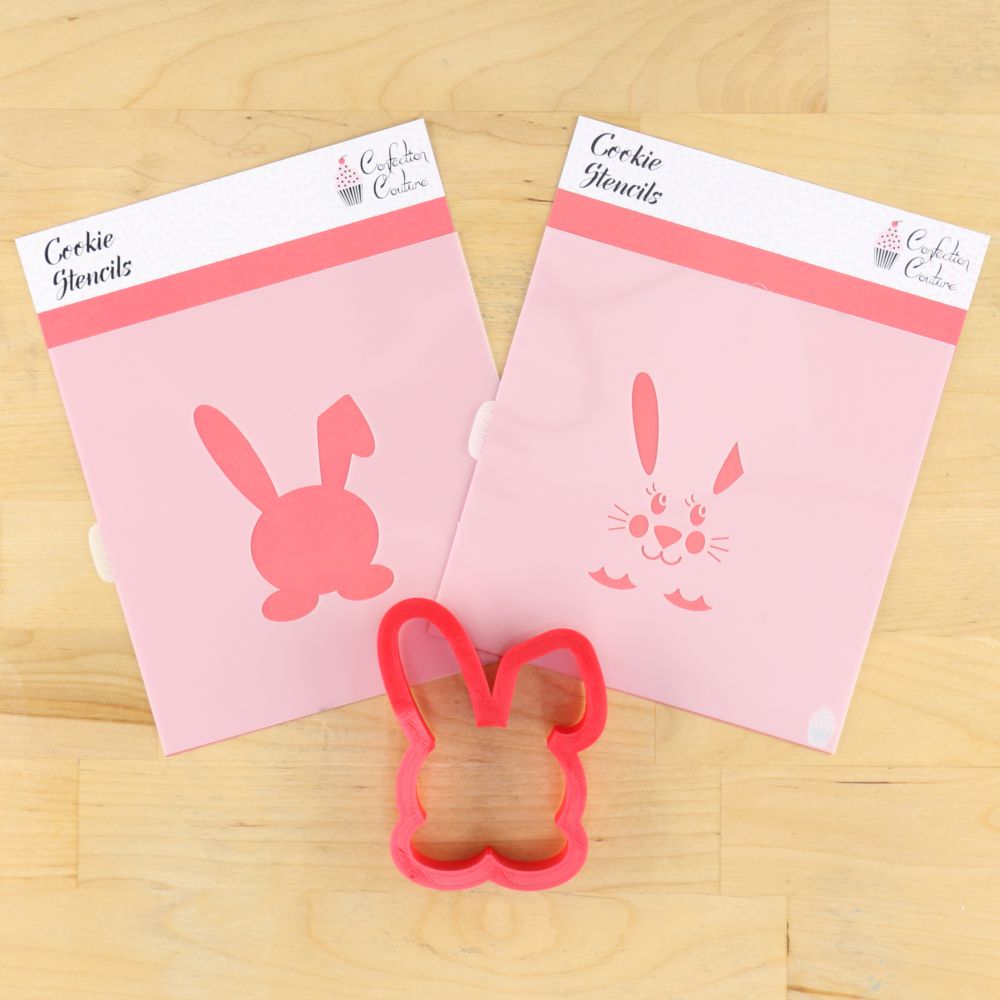 Easter Bunny Cookie Stencil with matching easter cookie cutter