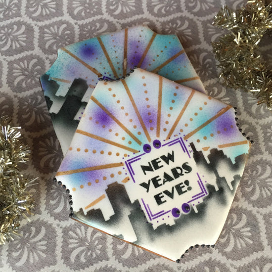 NY New Years Prettier Plaques Cookie Stencil 5 Pc Set