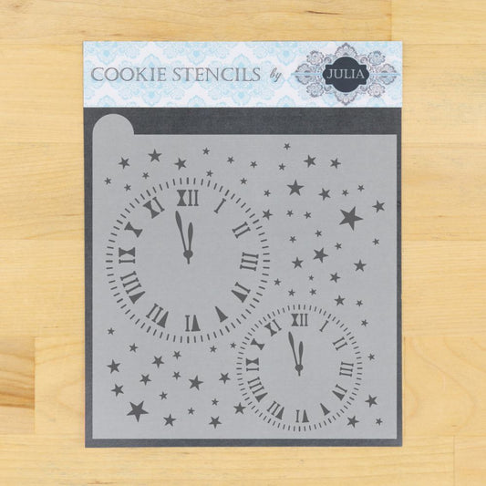 New Years Clocks Prettier Plaques Background Cookie Stencil