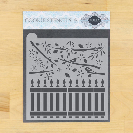 Whimsical Fence Prettier Plaques Background Cookie Stencil