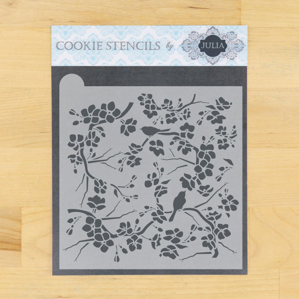 Birds and Blossoms Prettier Plaques Background Cookie Stencil