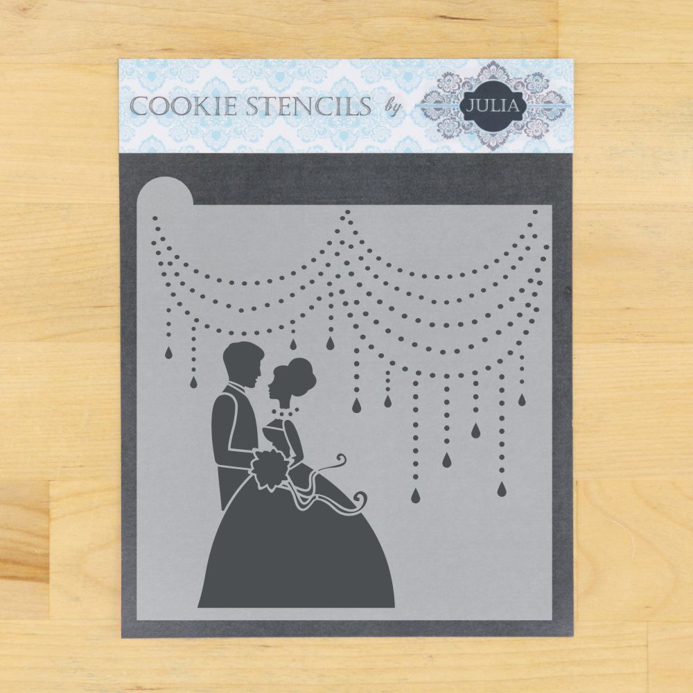 Bride & Groom Prettier Plaques Background Cookie Stencil