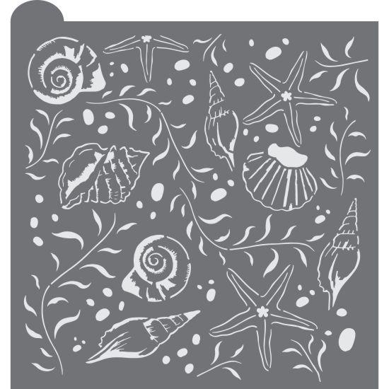 Seashells Prettier Plaques Background Cookie Stencil
