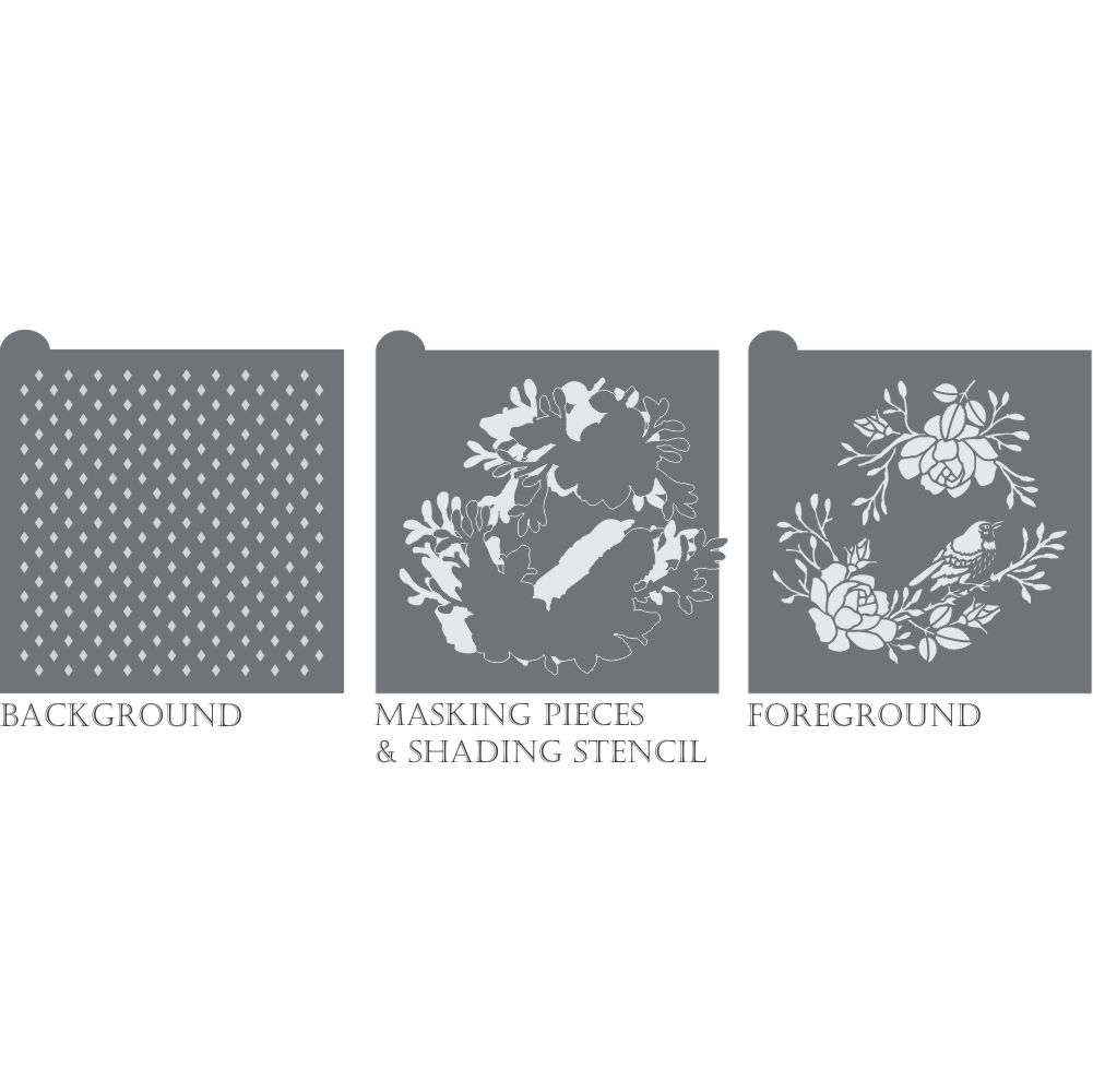 Julia Usher's In Bloom Dynamic Duos Background  Cookie Stencil Set