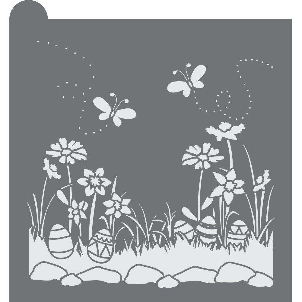 Easter Lawn Dynamic Duos Background Cookie Stencil