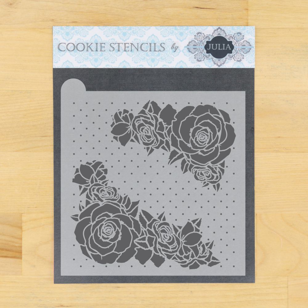 Cabbage Roses Dynamic Duos Background Cookie Stencil
