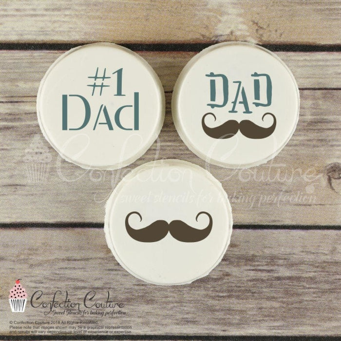 Fathers Day Round Cookie Stencil 3 Piece Set