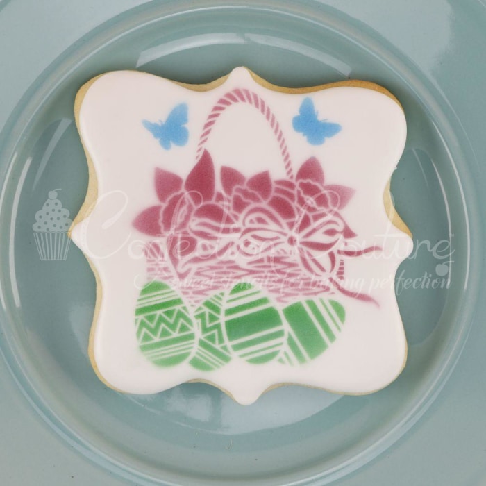 Floral Easter Basket Accent Cookie Stencil Accent