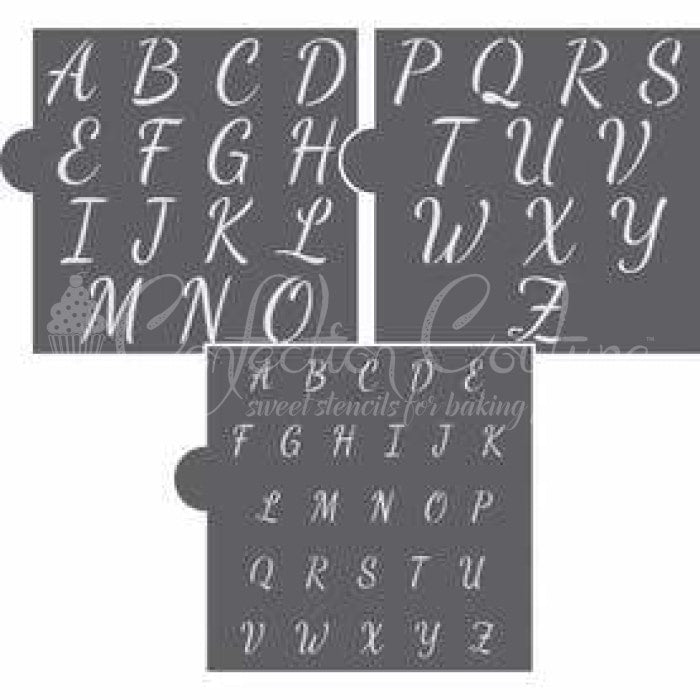 Amaretti Script Monogram Alphabet Stencils for Cookies – Confection Couture  Stencils