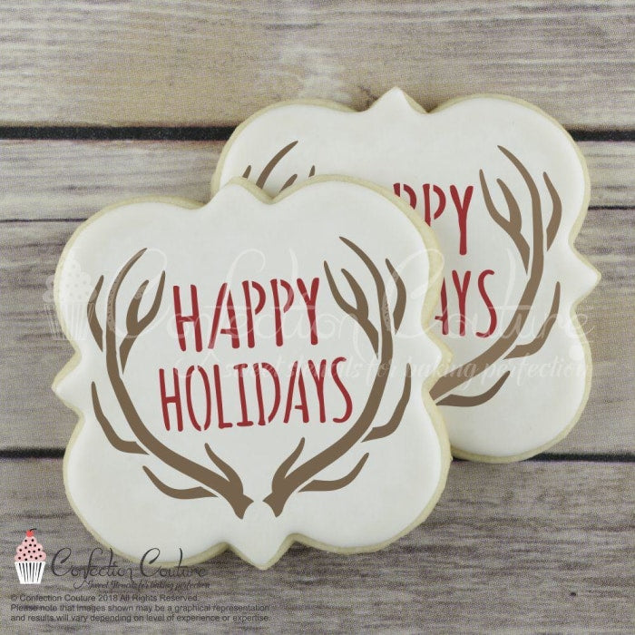 Happy Holidays Message Cookie Stencil Words