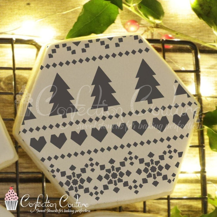 Holiday Fair Isle Background Cookie Stencil Background