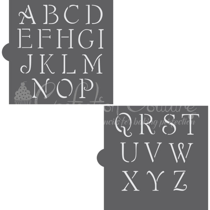 Simple Script Monogram Basic Alphabet Cookie Stencil Set Alphabet