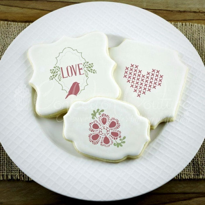 Vintage Valentines Basic Accent Cookie Stencil Accents
