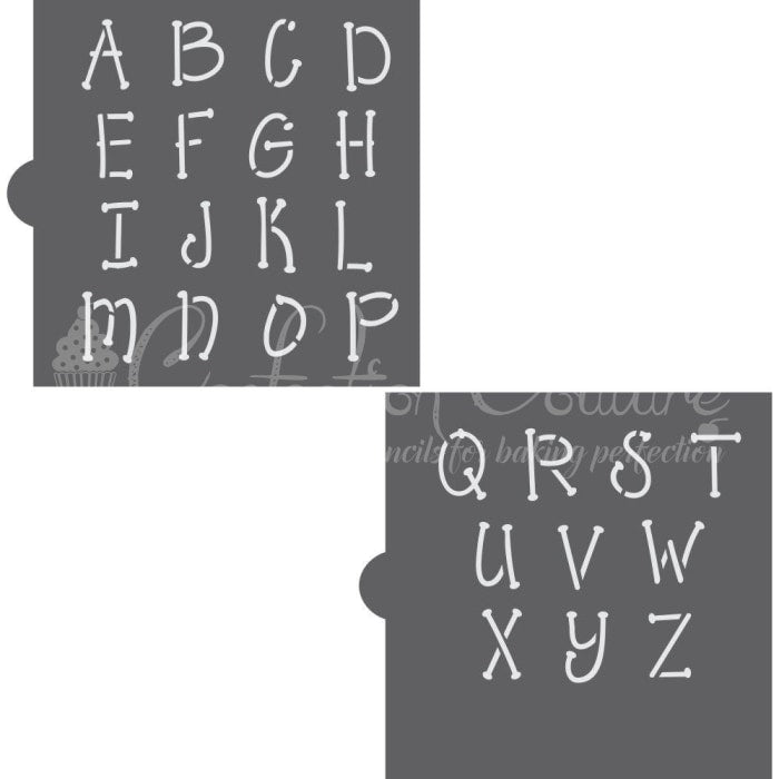 Whimsical Monogram Basic Alphabet Cookie Stencil Set Alphabet
